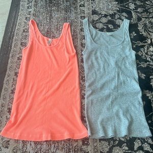 Bundle of two J. Crew size small neon orange and grey ribbed tank tops